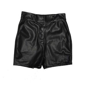 Peter Som High Waist Black Leather Shorts